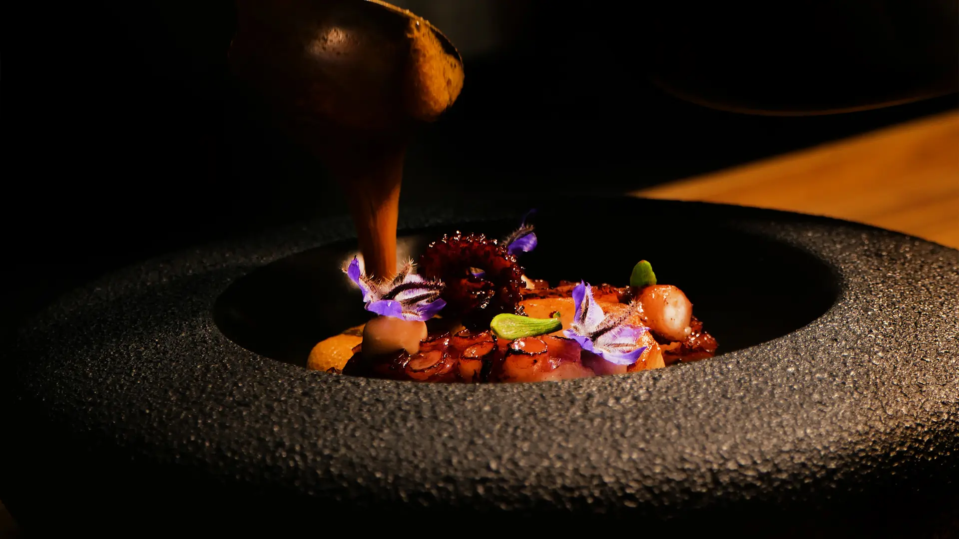 Poulpe et légumes